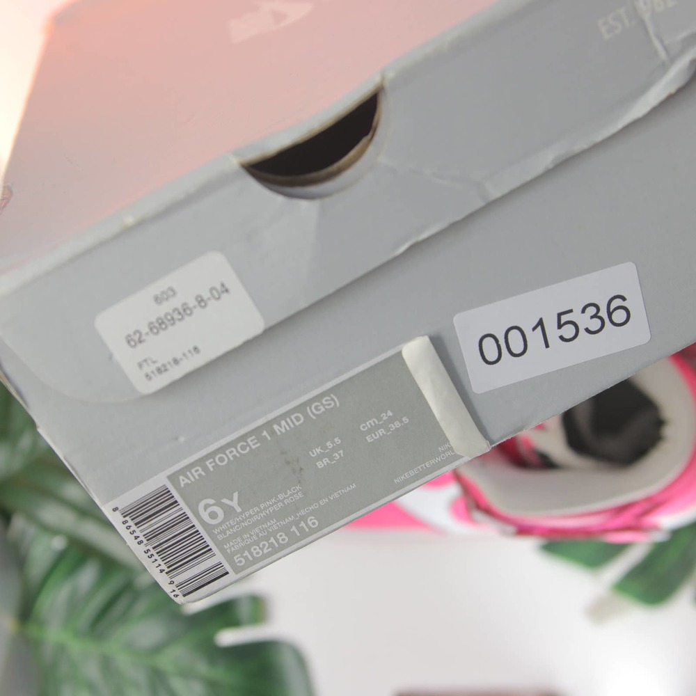 Nike Af1 Air Force 1 Mid Pink White Sneakers size 6youth/7.5womens/38EU 001536 - Picture 8 of 8